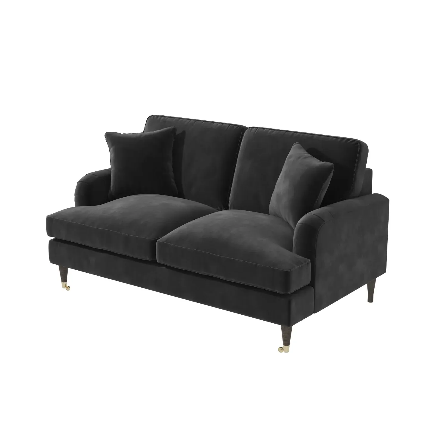 2-Seater Sofa with Scatter Cushions - Grey, Velvet