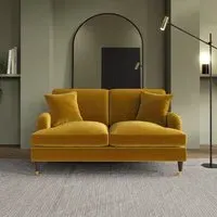 2-Seater Sofa with Scatter Cushions - Mustard, Velvet