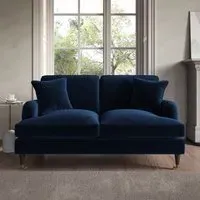 2-Seater Sofa with Scatter Cushions - Navy, Velvet