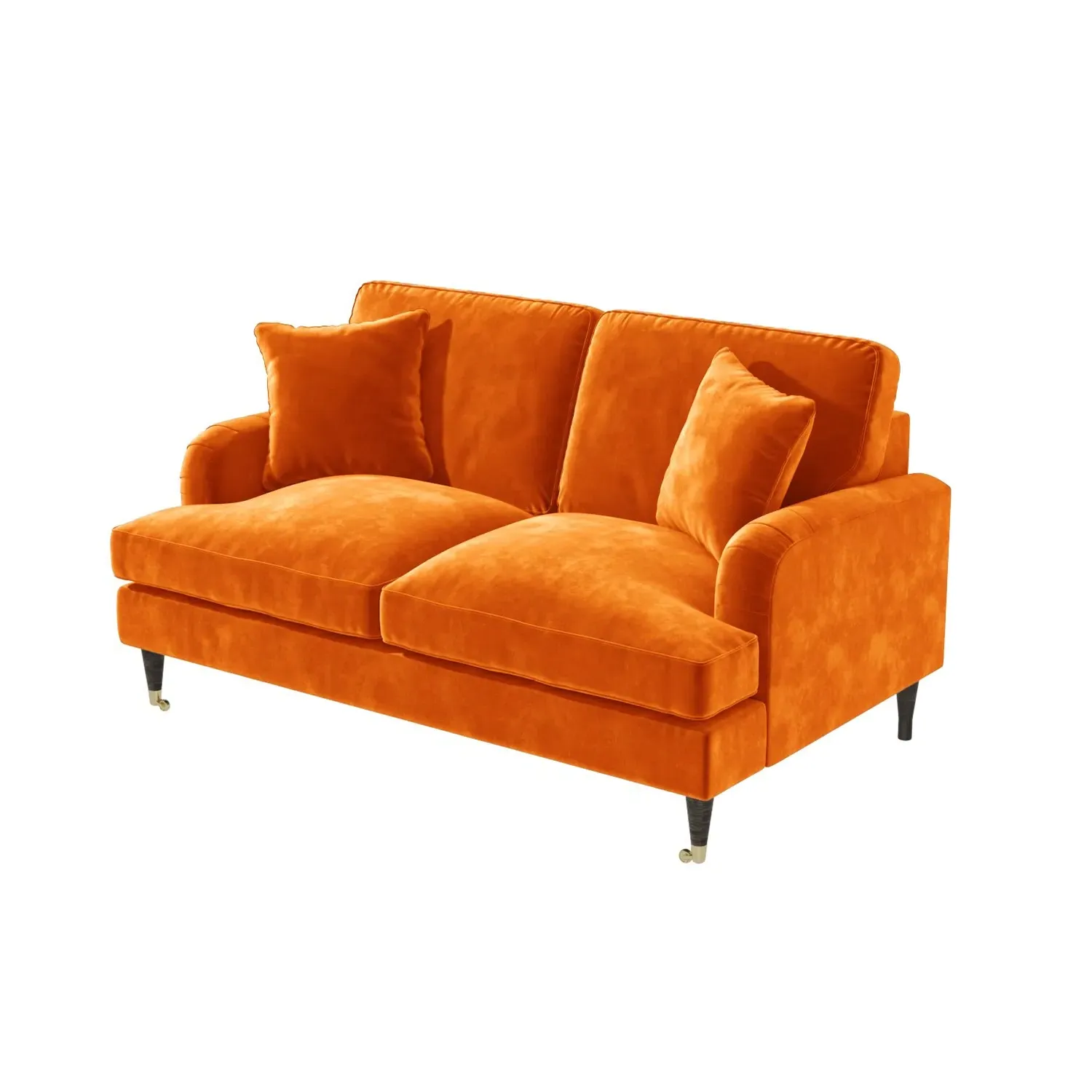 2-Seater Sofa with Scatter Cushions - Orange, Velvet