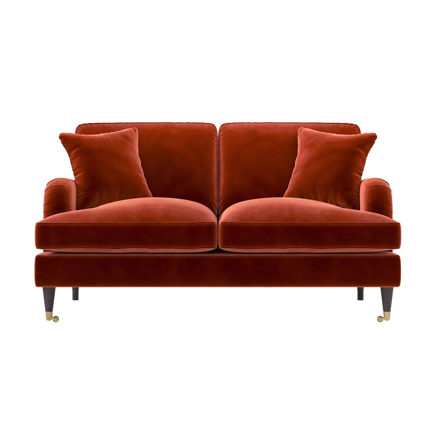 2-Seater Sofa with Scatter Cushions - Orange, Velvet