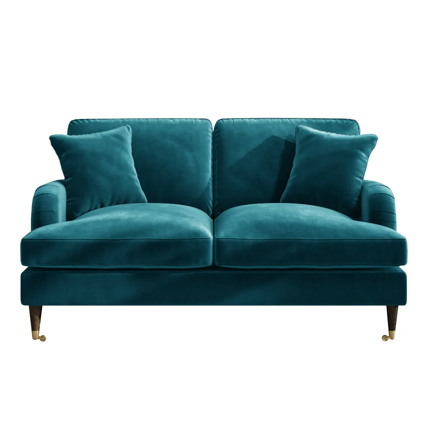 2-Seater Sofa with Scatter Cushions - Teal, Velvet