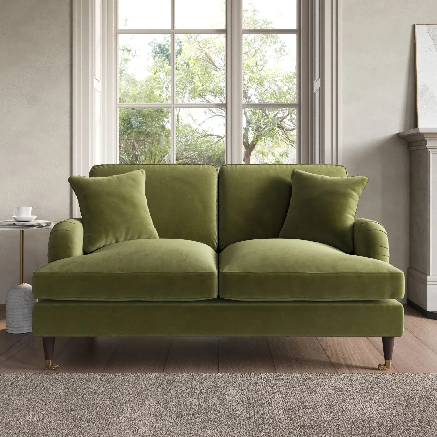 3-Piece Sofa Set with Gold Castors - Green, Velvet