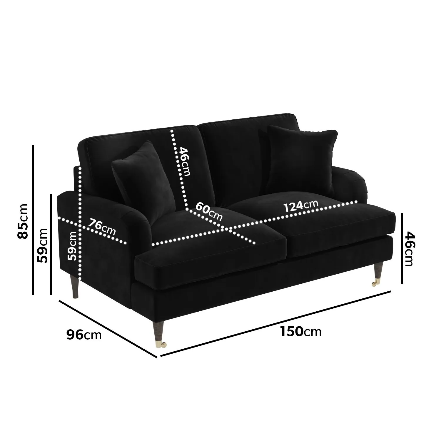 3-Piece Sofa Set with Scatter Cushions - Black