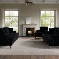 3-Piece Sofa Set with Scatter Cushions - Black