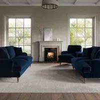 3-Piece Sofa Set with Scatter Cushions - Navy, Velvet