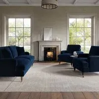 3-Piece Sofa Set with Scatter Cushions - Navy, Velvet