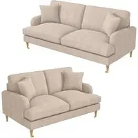 3-Seater & 2-Seater Sofa Set - Beige, Fabric