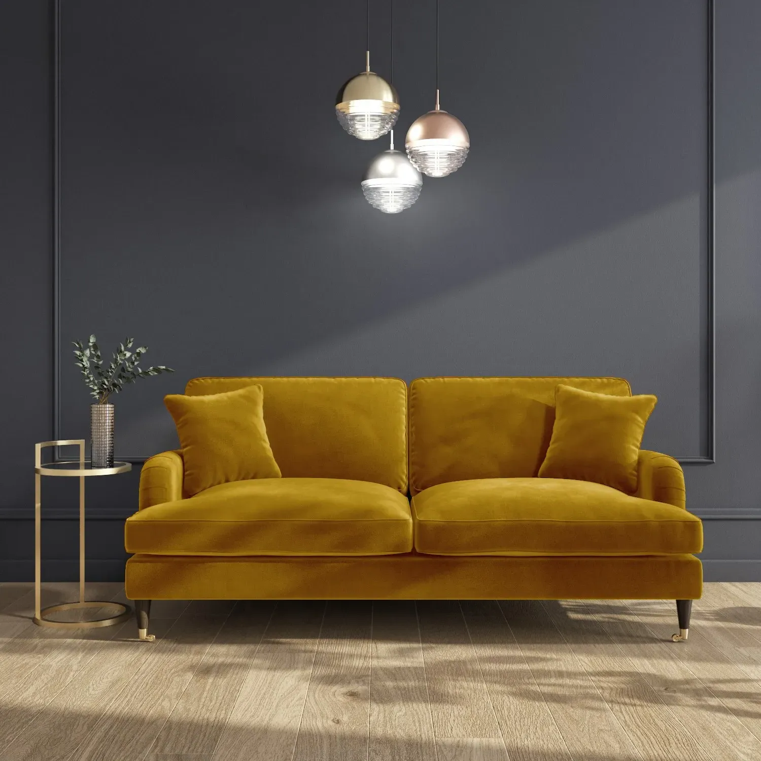 3-Seater & 2-Seater Sofa Set - Mustard, Velvet