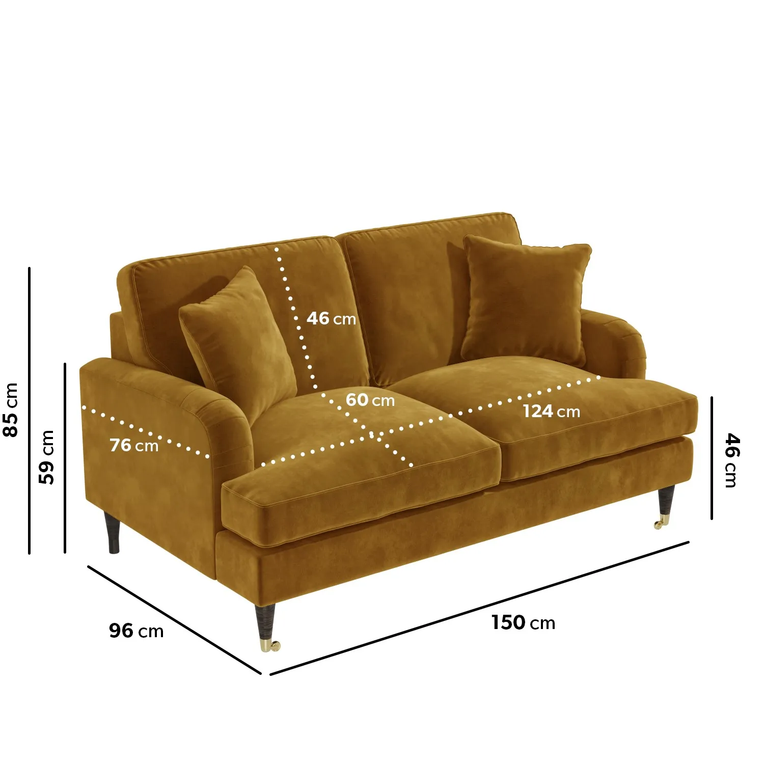 3-Seater & 2-Seater Sofa Set - Mustard, Velvet