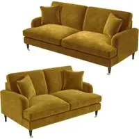 3-Seater & 2-Seater Sofa Set - Mustard, Velvet