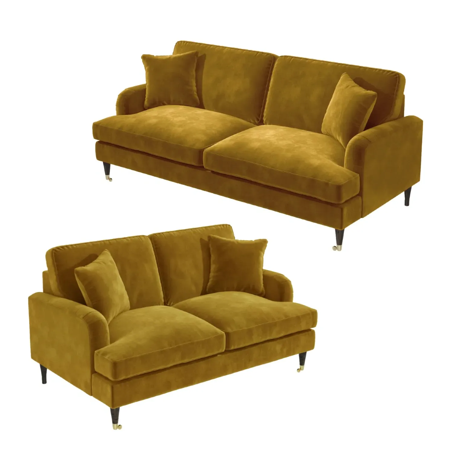 3-Seater & 2-Seater Sofa Set - Mustard, Velvet image