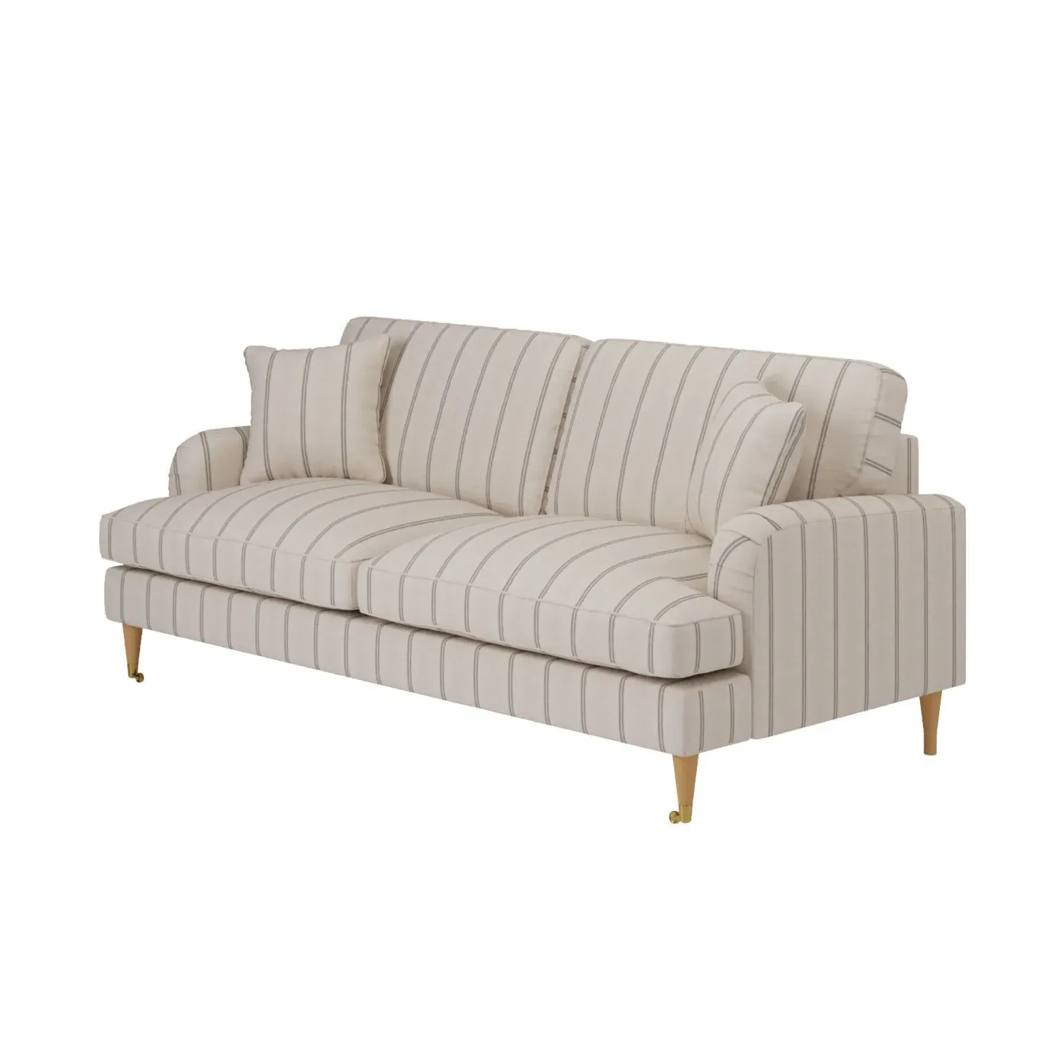 3-Seater Sofa with Castors - Cream, Chenille