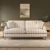 3-Seater Sofa with Castors - Cream, Chenille