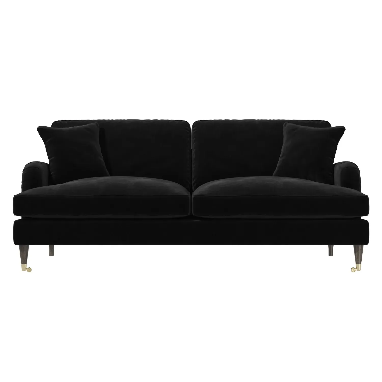 3-Seater Sofa with Scatter Cushions - Black, Velvet