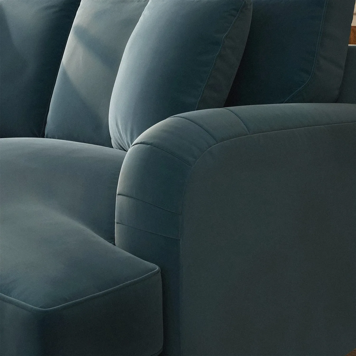 3-Seater Sofa with Scatter Cushions - Blue, Velvet