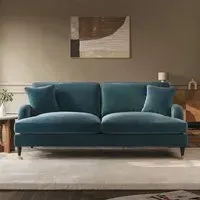 3-Seater Sofa with Scatter Cushions - Blue, Velvet