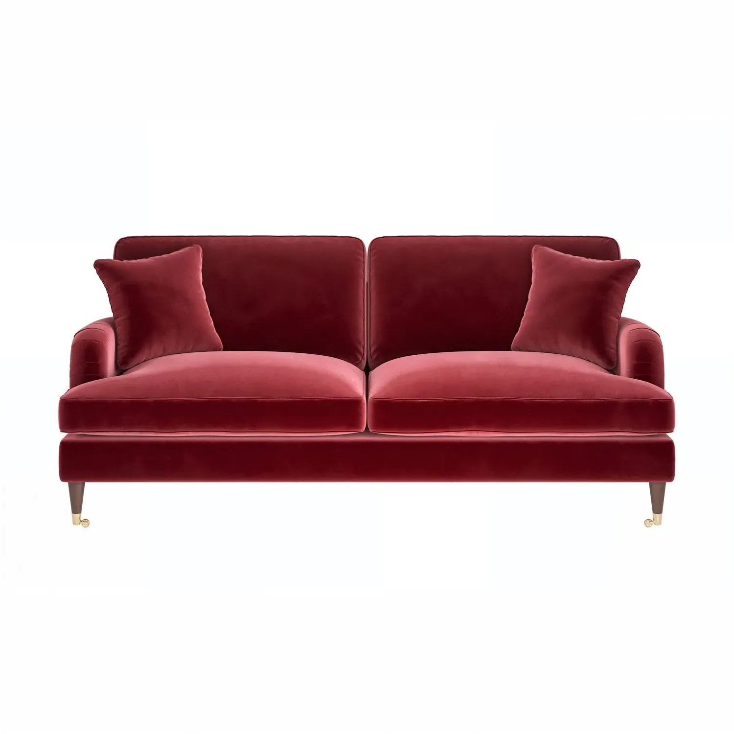 3-Seater Sofa with Scatter Cushions - Burgundy, Velvet