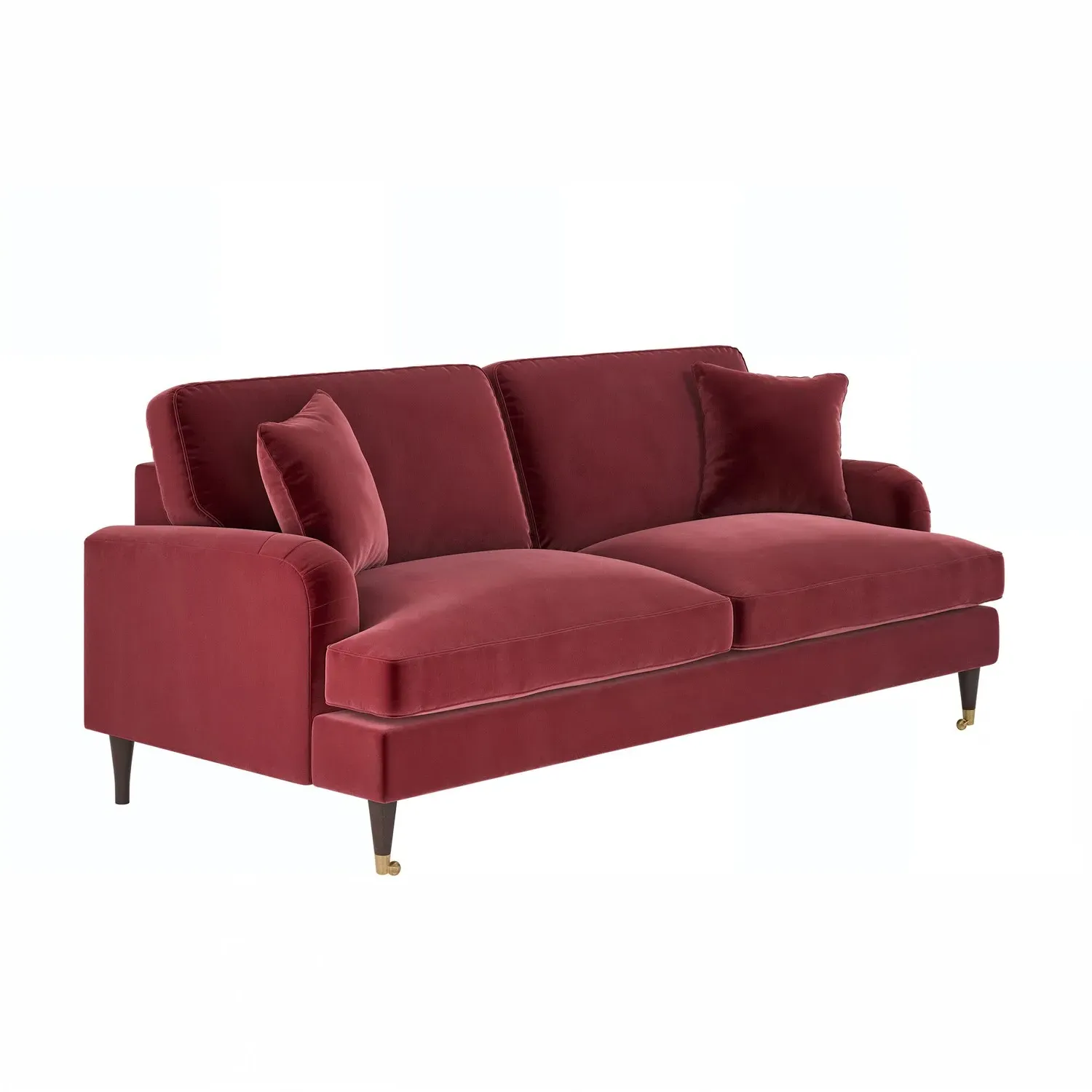 3-Seater Sofa with Scatter Cushions - Burgundy, Velvet