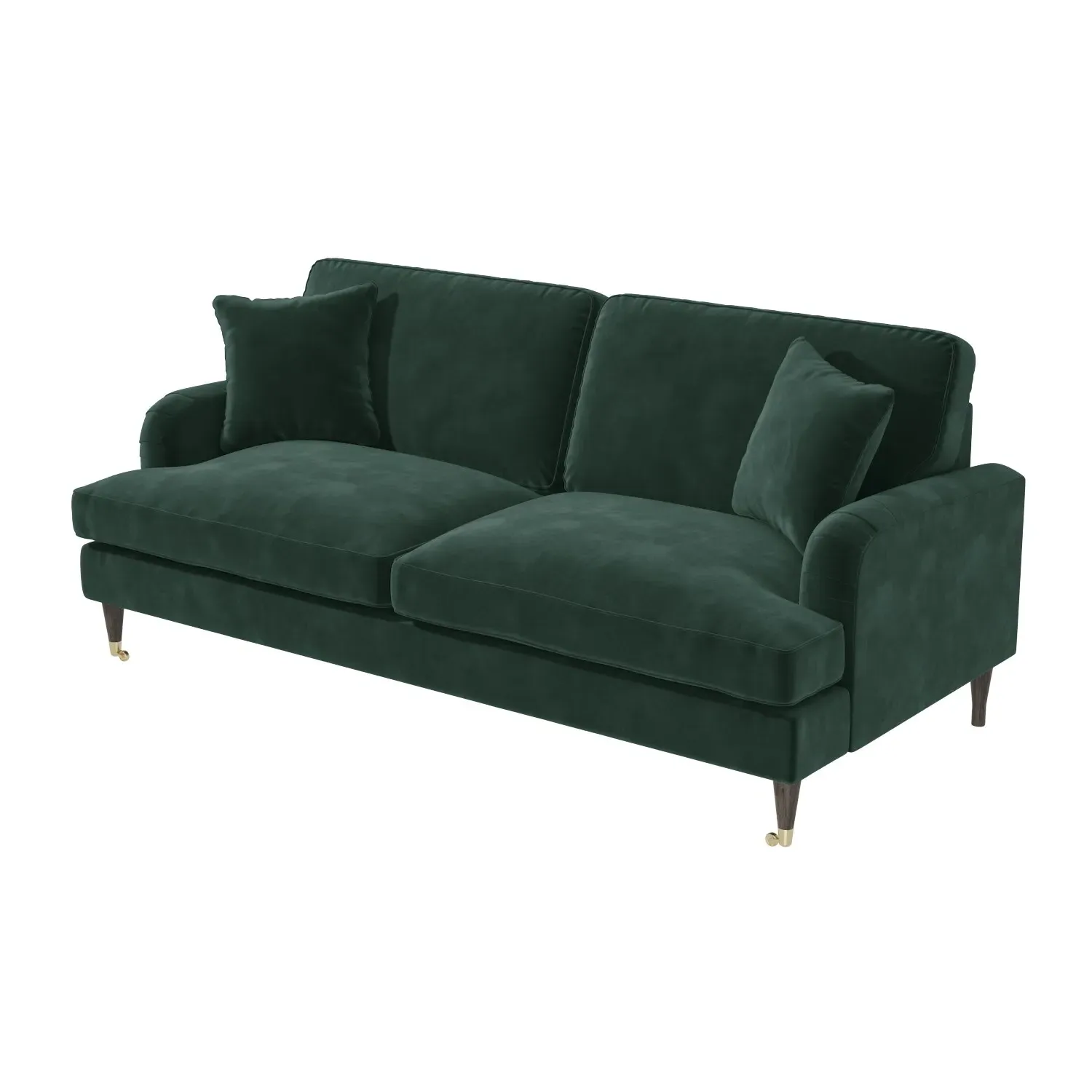 3-Seater Sofa with Scatter Cushions - Green, Velvet