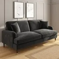 3-Seater Sofa with Scatter Cushions - Grey, Velvet