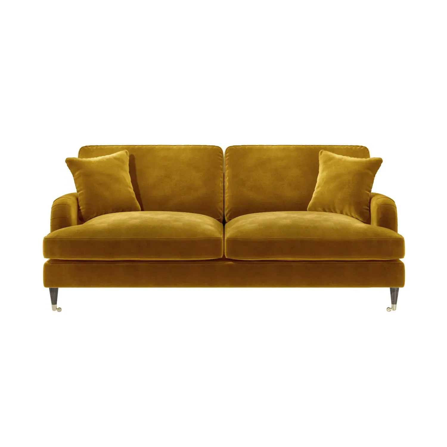 3-Seater Sofa with Scatter Cushions - Mustard, Velvet