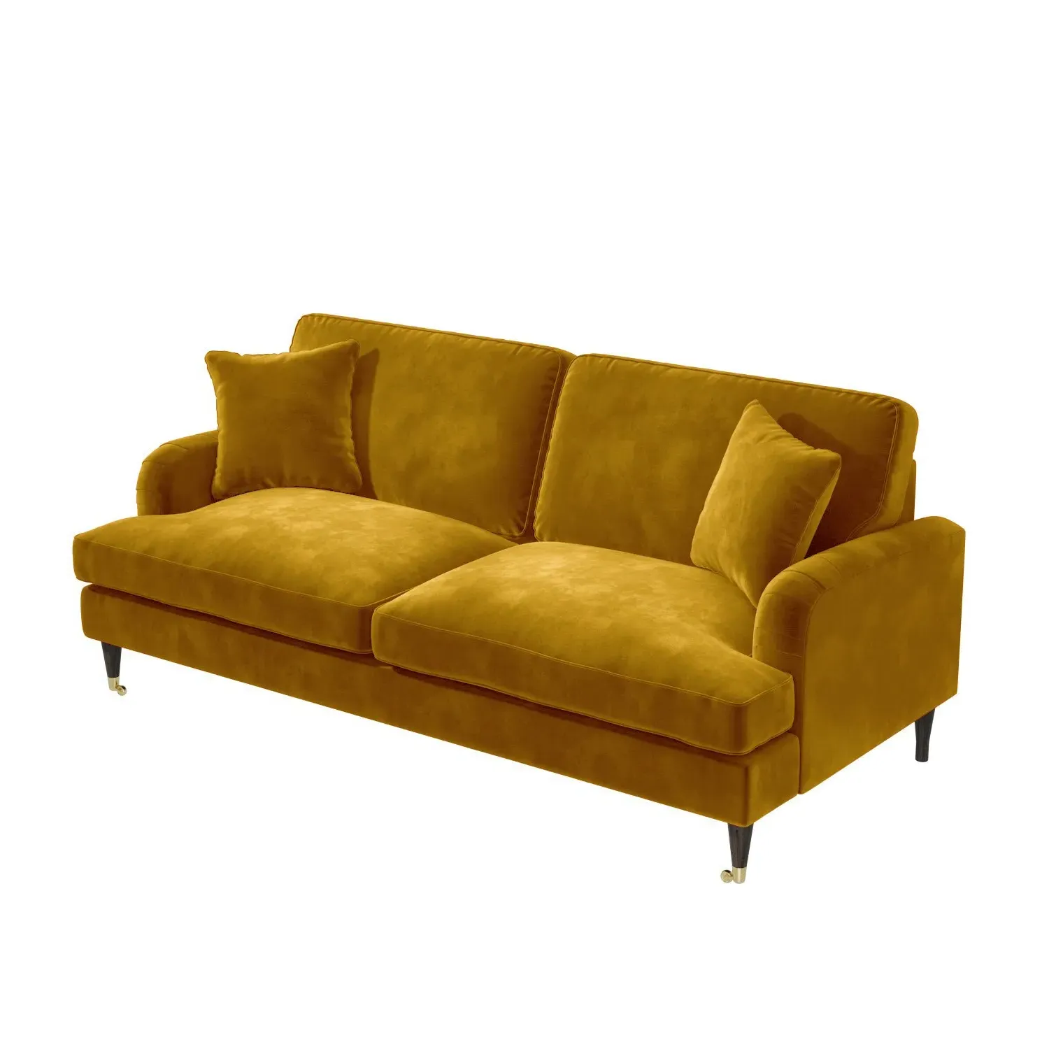 3-Seater Sofa with Scatter Cushions - Mustard, Velvet