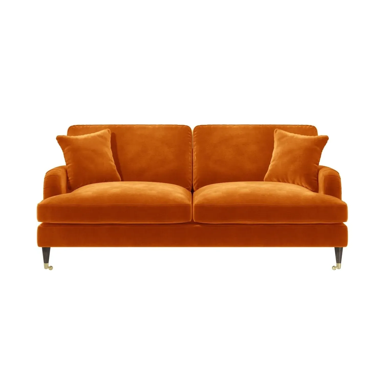 3-Seater Sofa with Scatter Cushions - Orange, Velvet