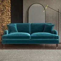 3-Seater Sofa with Scatter Cushions - Teal, Velvet