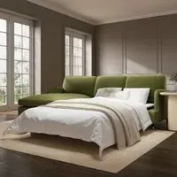 4-Seater Corner Sofa Bed with Chaise - Green, Velvet