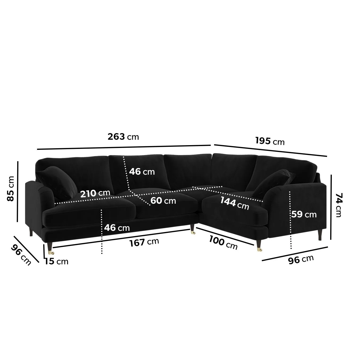 4-Seater Corner Sofa Set with 2-Seater - Black
