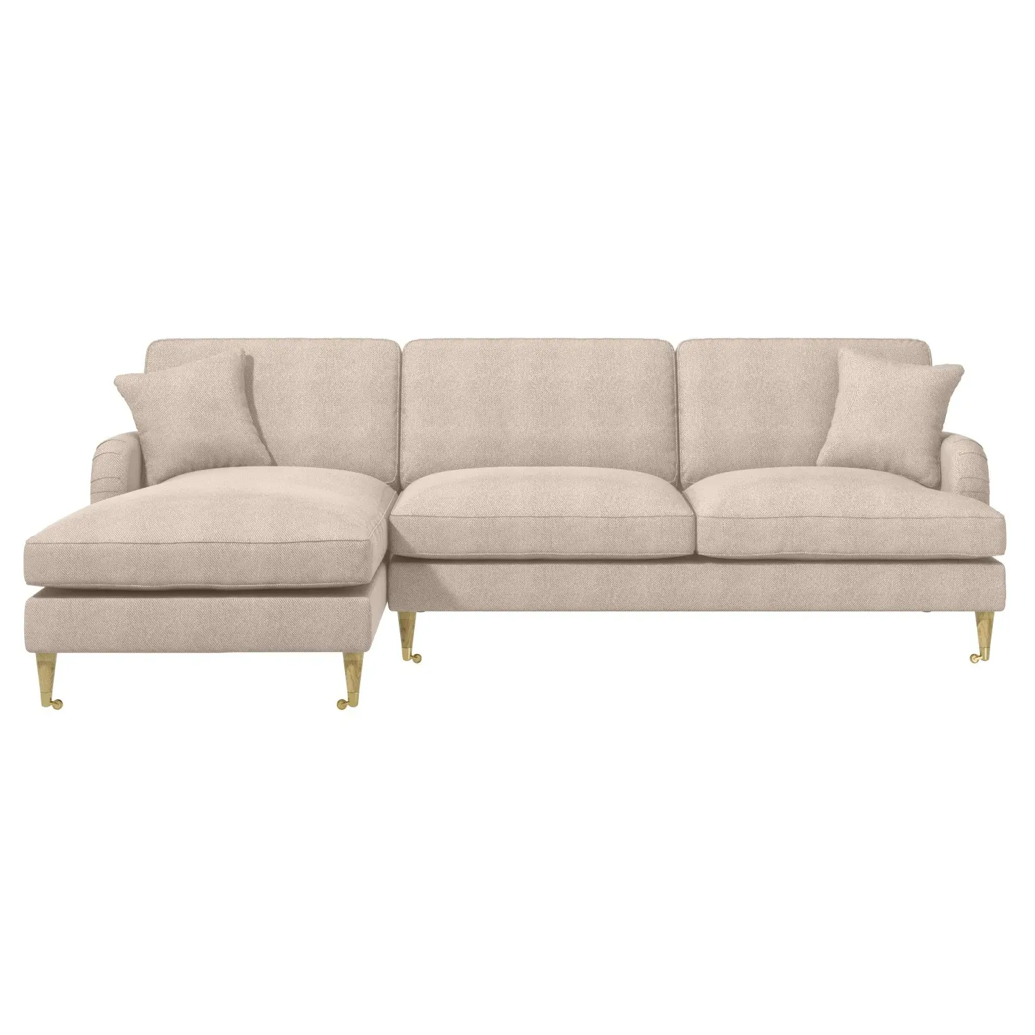 4-Seater Corner Sofa with Chaise - Beige, Fabric