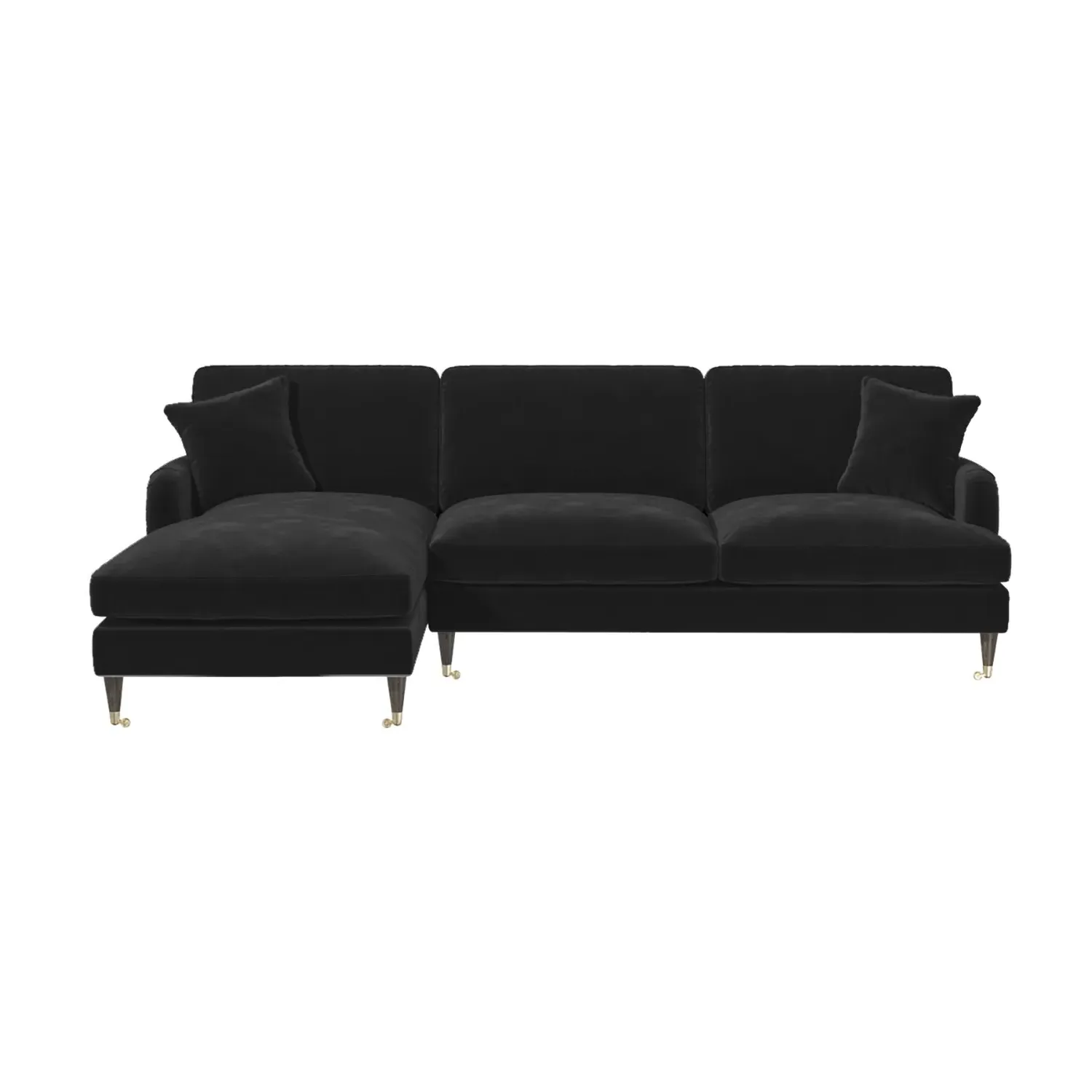 4-Seater Corner Sofa with Chaise - Black, Velvet