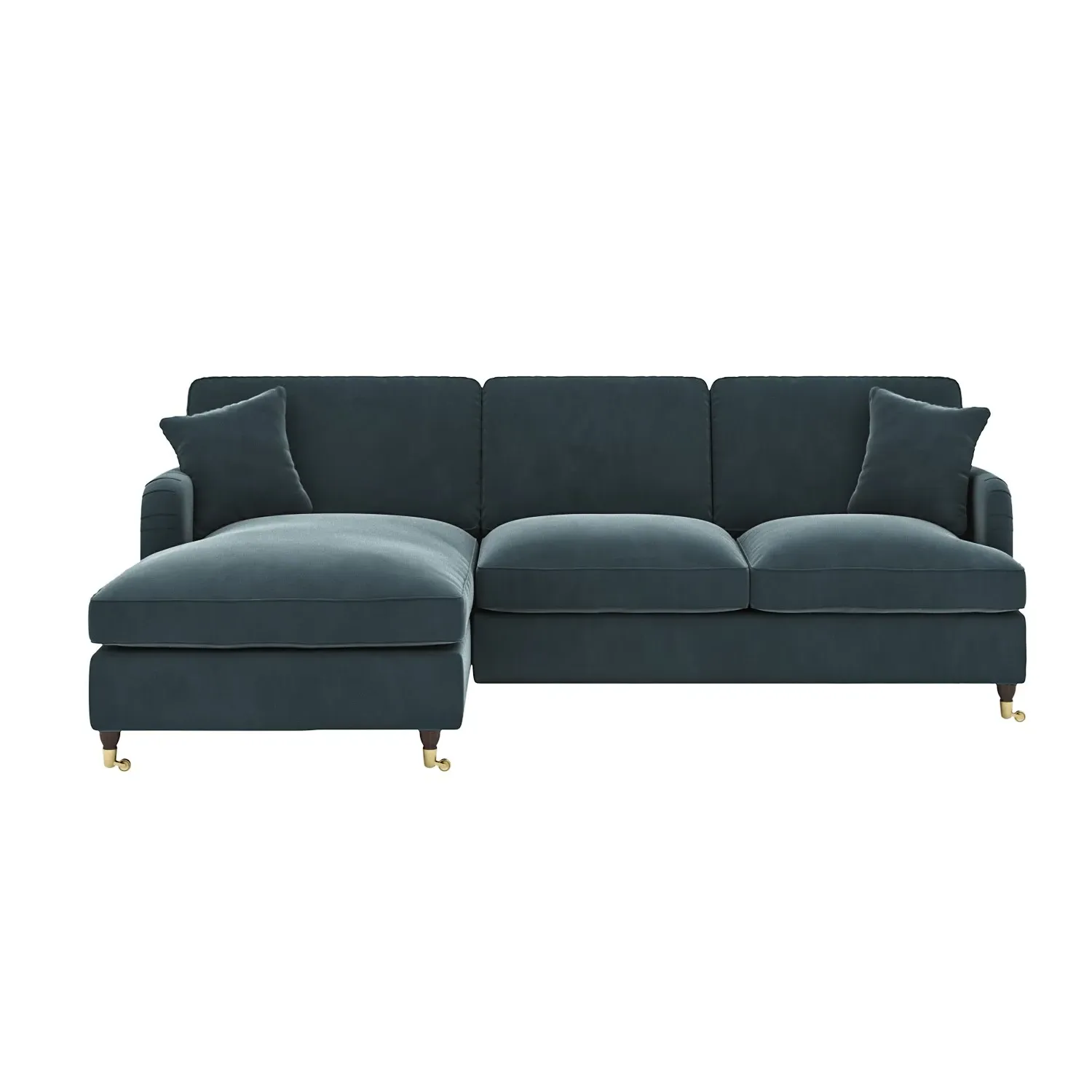 4-Seater Corner Sofa with Chaise - Blue, Velvet