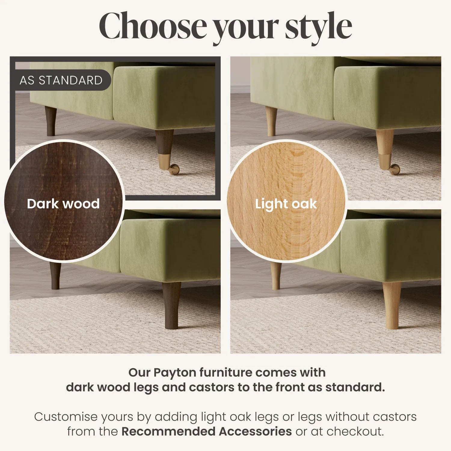 4-Seater Corner Sofa with Chaise - Green, Velvet