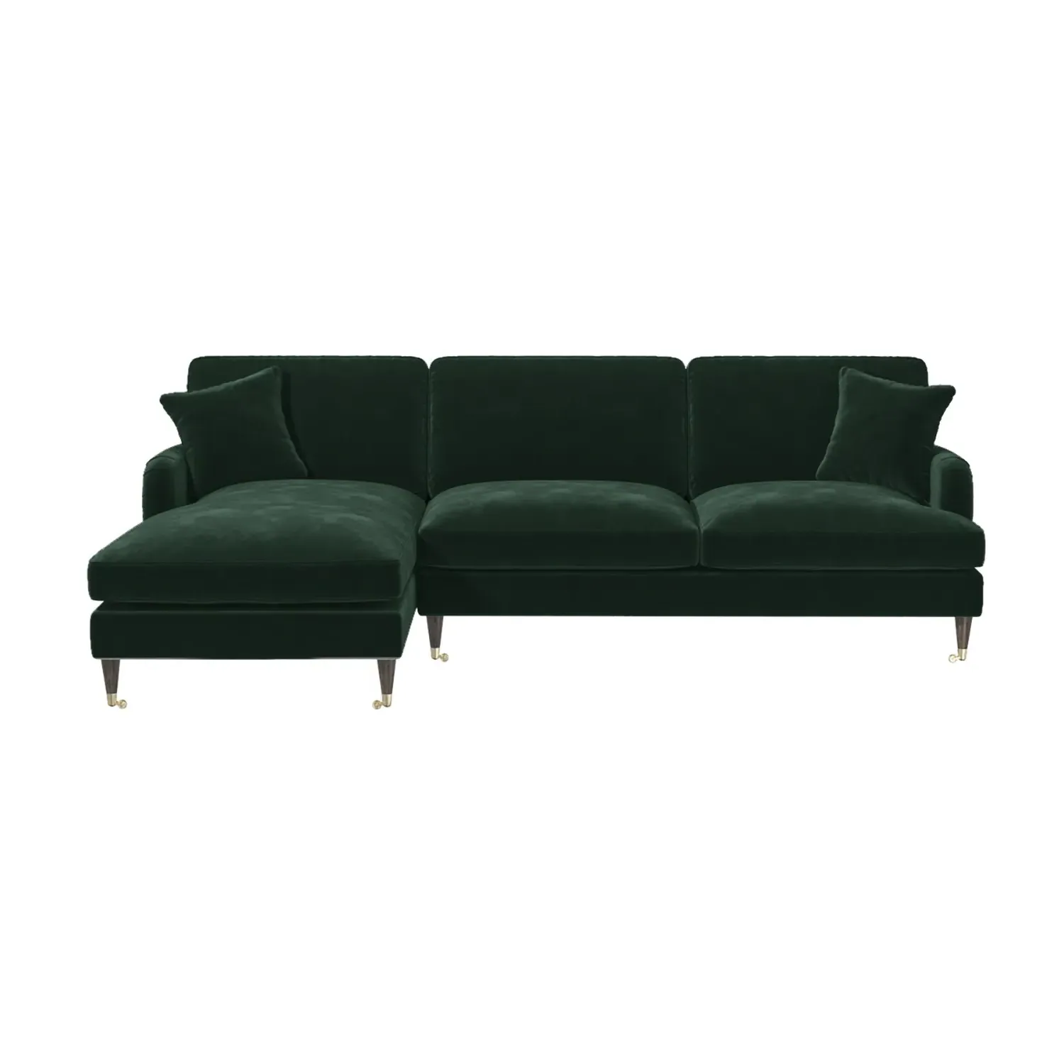 4-Seater Corner Sofa with Chaise - Green, Velvet