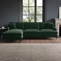 4-Seater Corner Sofa with Chaise - Green, Velvet