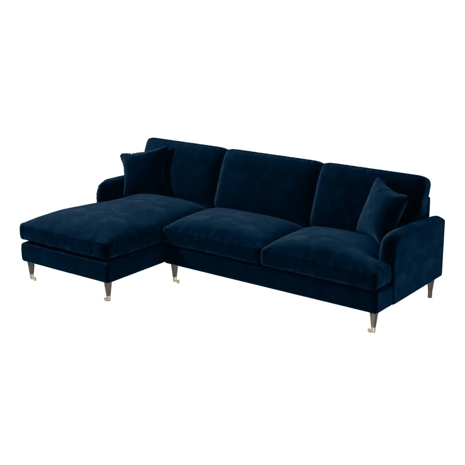 4-Seater Corner Sofa with Chaise - Navy, Velvet