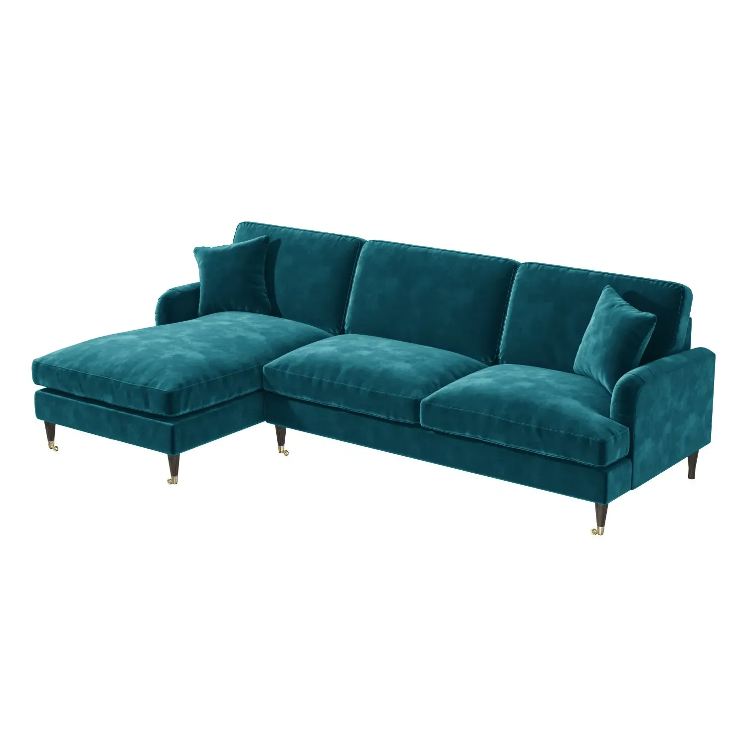 4-Seater Corner Sofa with Chaise - Teal, Velvet