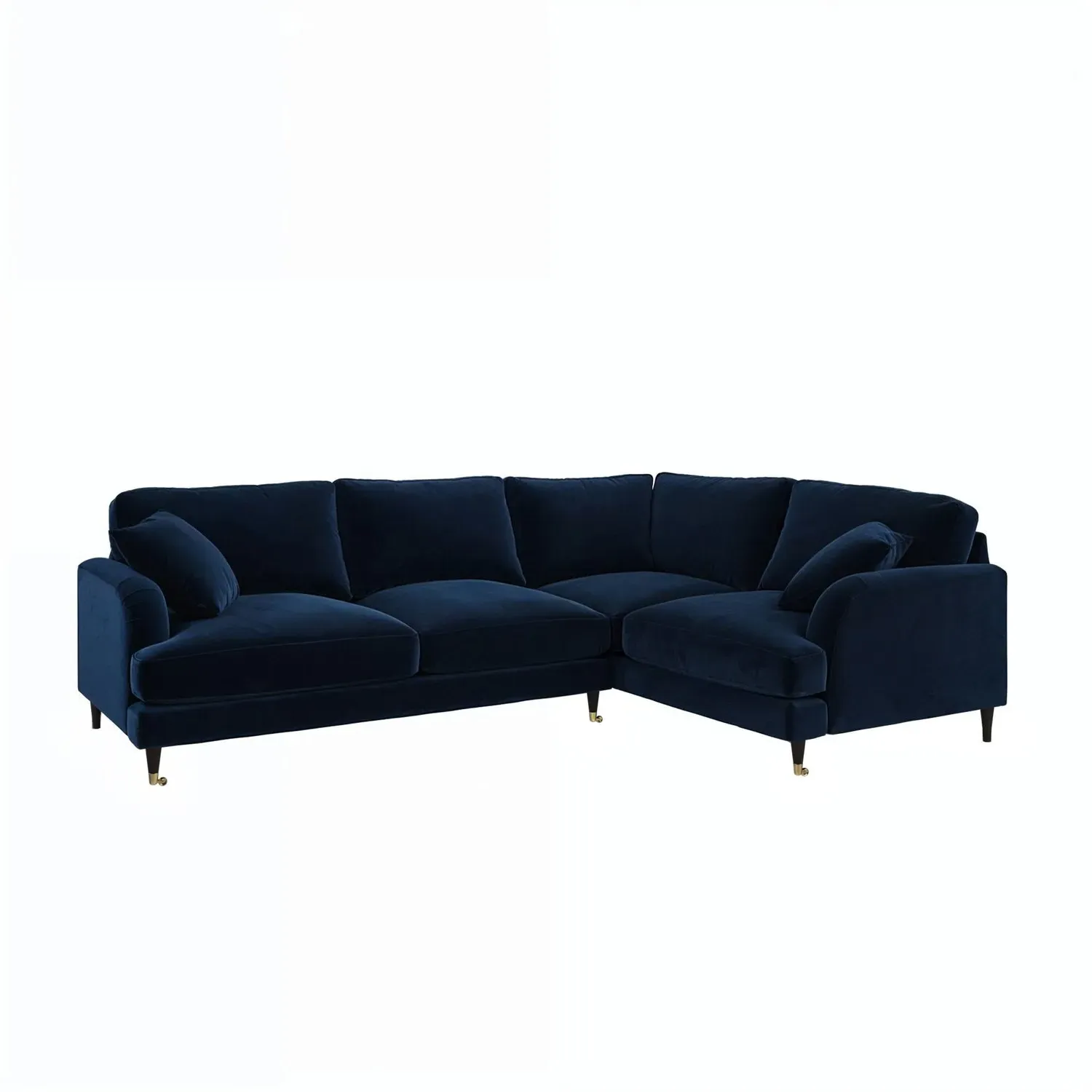 4-Seater L-Shaped Corner Sofa - Navy, Velvet