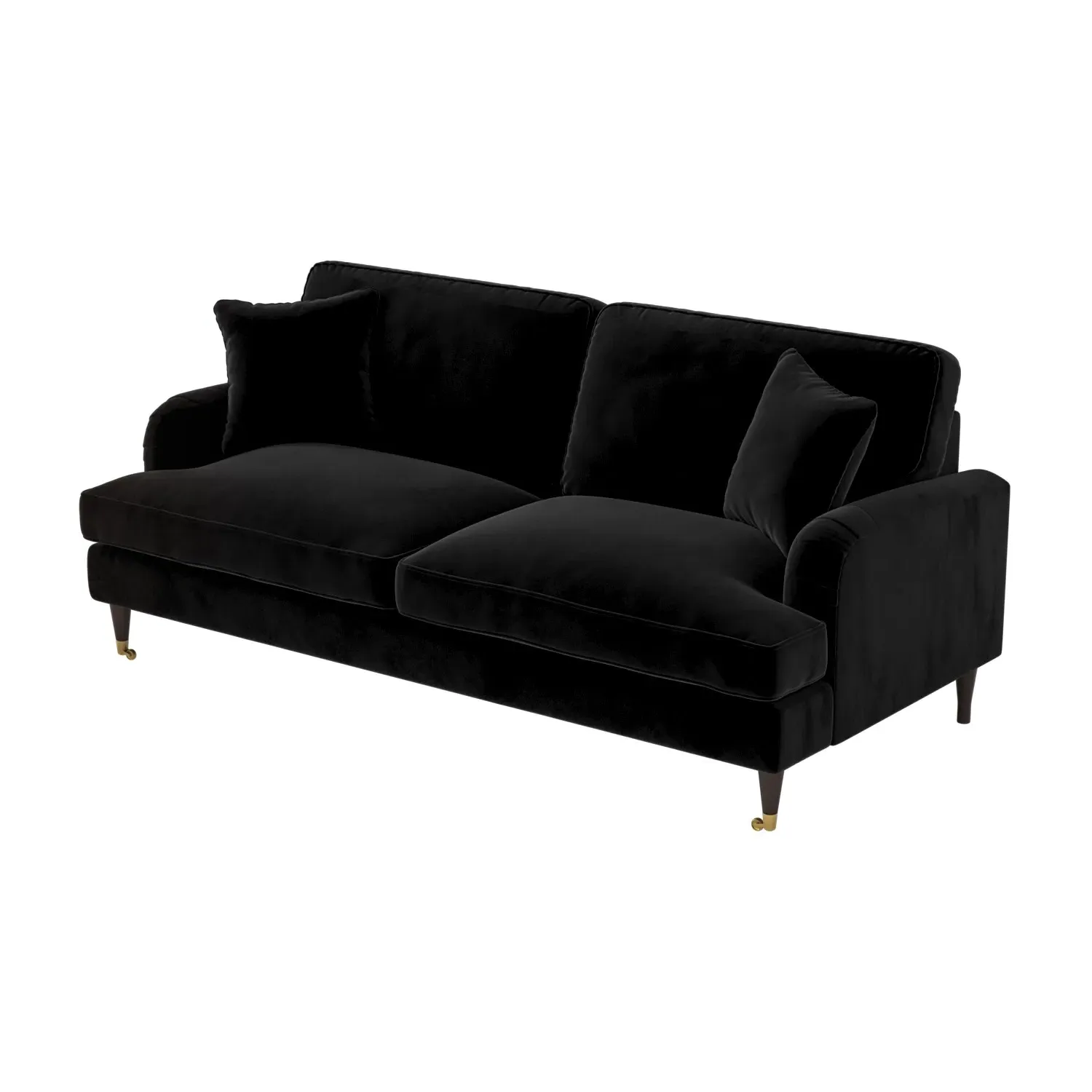 4-Seater Sofa with Scatter Cushions - Black, Velvet