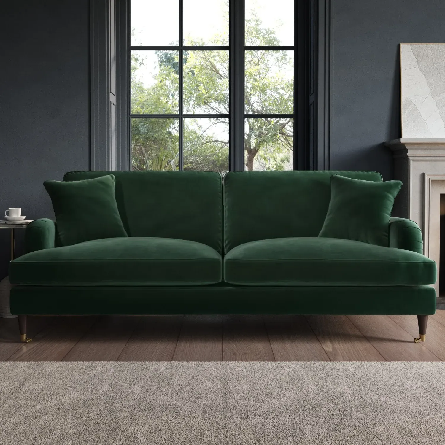 4-Seater Sofa with Scatter Cushions - Green, Velvet