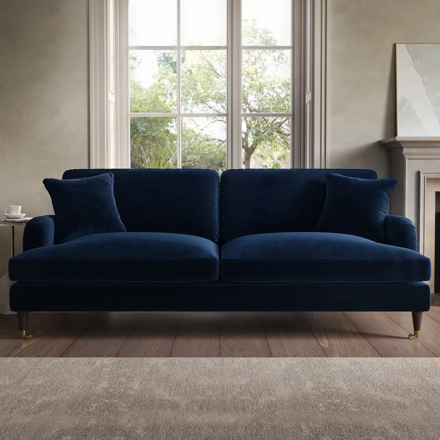4-Seater Sofa with Scatter Cushions - Navy, Velvet image