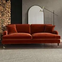 4-Seater Sofa with Scatter Cushions - Orange, Velvet