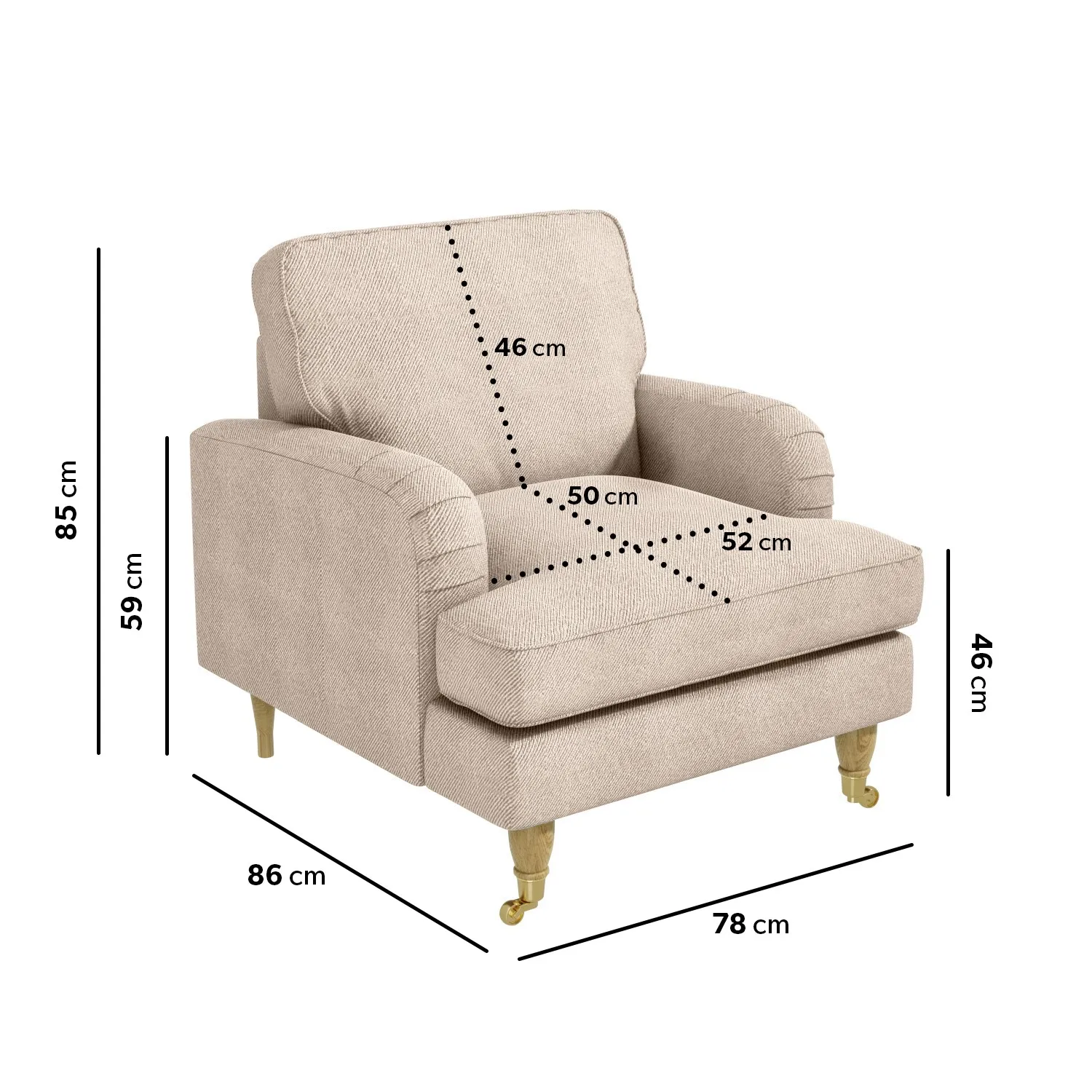 Armchair and Footstool Set - Beige, Fabric