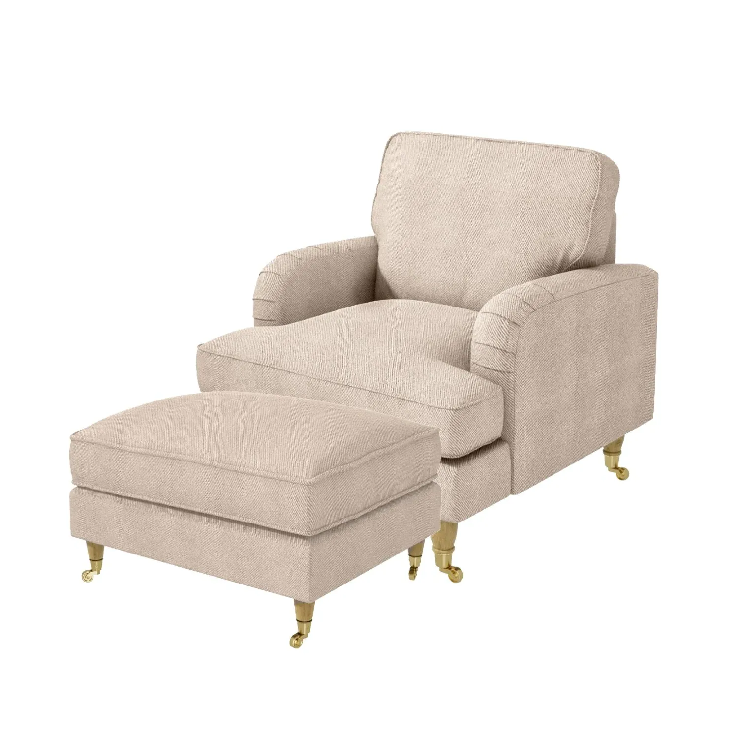 Armchair and Footstool Set - Beige, Fabric image