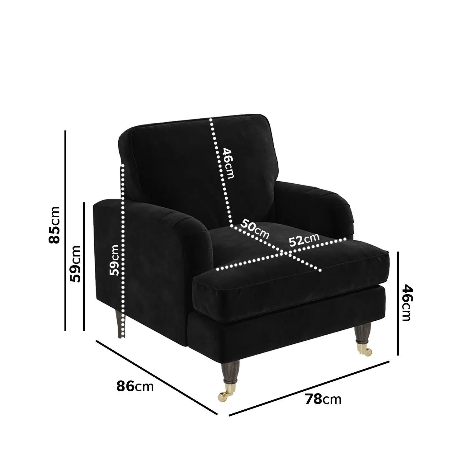 Armchair and Footstool Set - Black, Velvet
