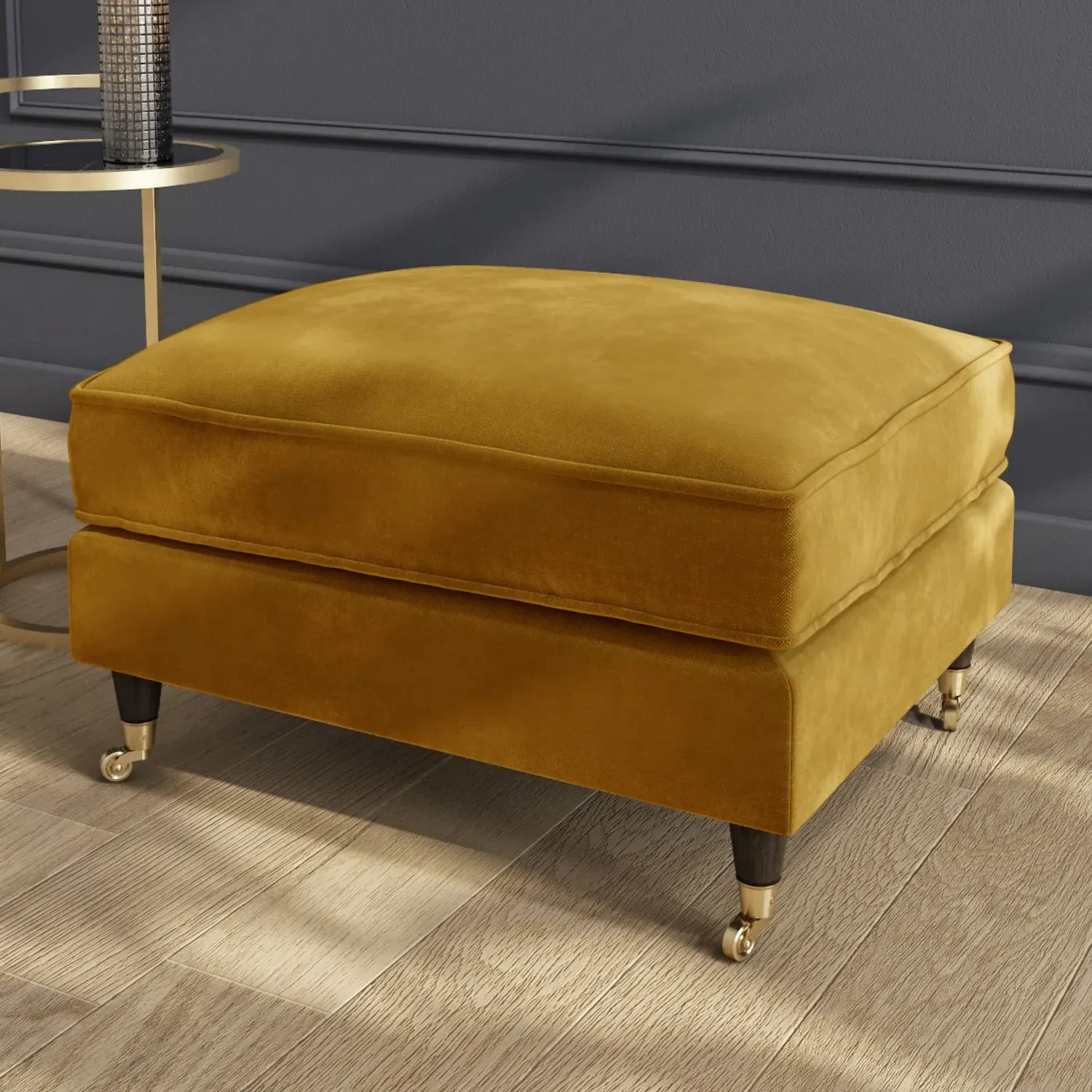 Armchair and Footstool Set - Mustard, Velvet