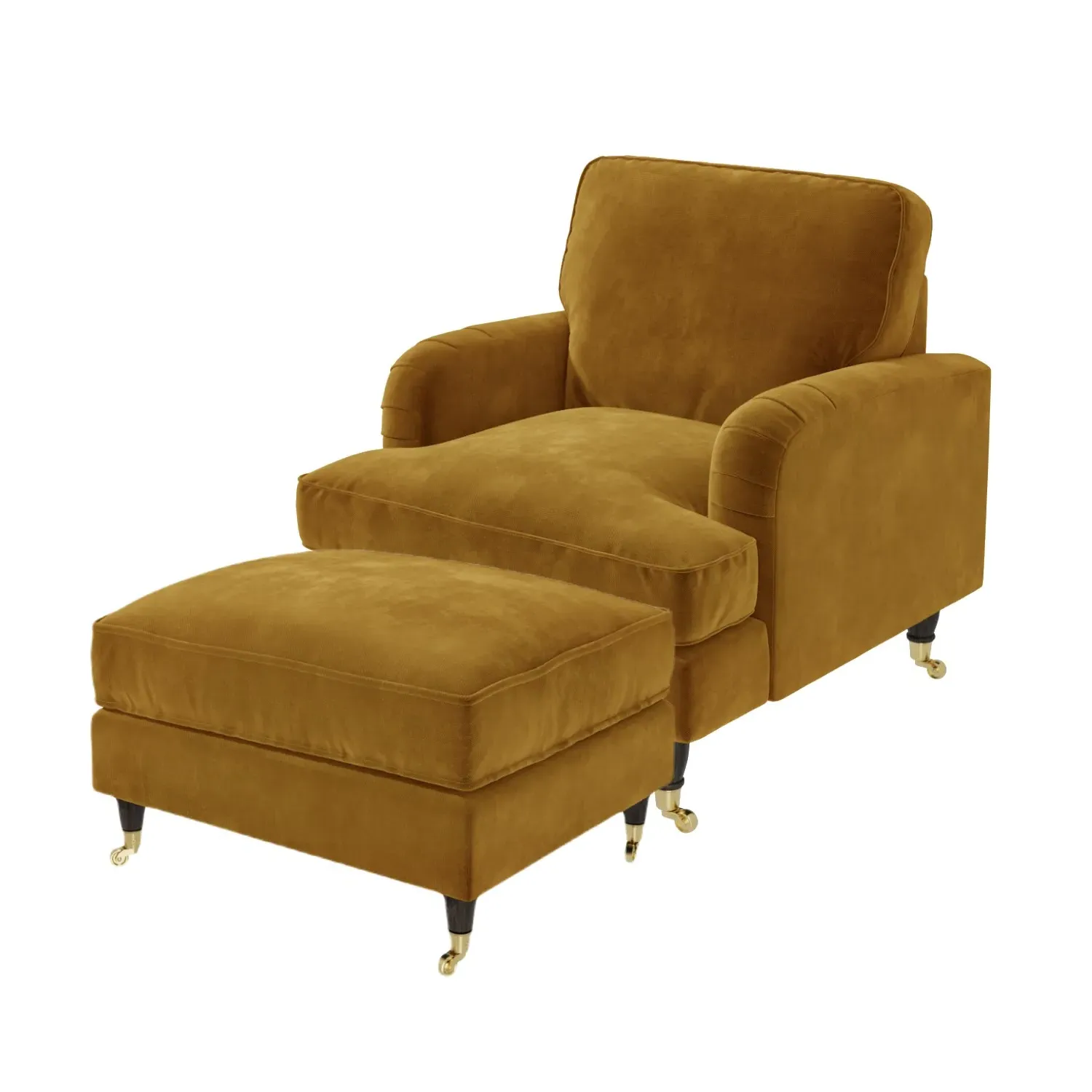 Armchair and Footstool Set - Mustard, Velvet image