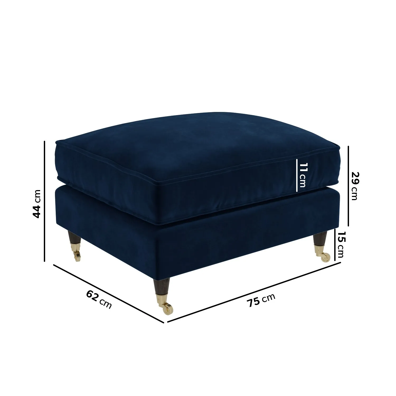 Armchair and Footstool Set - Navy, Velvet